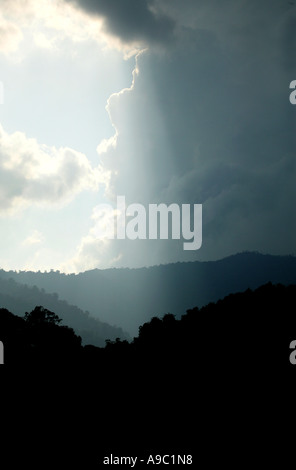 Paysage de la forêt tropicale du Panama avec une tempête imminente dans la vallée du Pirre près de Cana dans le parc national de Darien, province de Darien, République du Panama. Banque D'Images