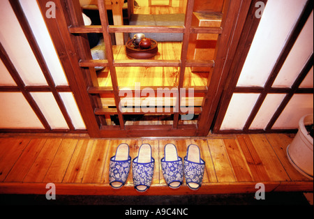 Chambre privée dans une maison de thé hangzhou west lake province de Jiangsu, Chine Banque D'Images