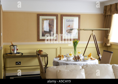 L'hôtel Liner penthouse suite table de petit déjeuner Banque D'Images