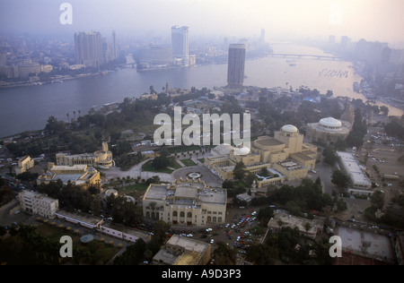 Vue panoramique sur la rivière du Nil Caire République arabe d'Egypte Afrique du Nord Moyen-orient égyptien Banque D'Images