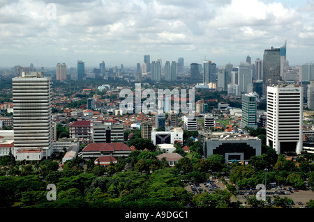 Vue sur le CBD de Jakarta MONAS Banque D'Images