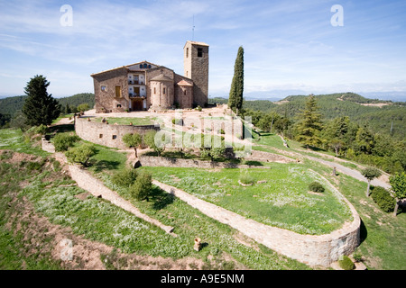 Vue aérienne d'un ermitage de Sant de Feluiet Terrasola Banque D'Images