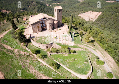 Vue aérienne d'un ermitage de Sant de Feluiet Terrasola Banque D'Images