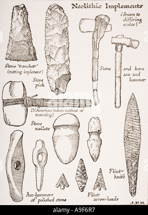 Outils néolithiques. Des armes, des outils. Banque D'Images