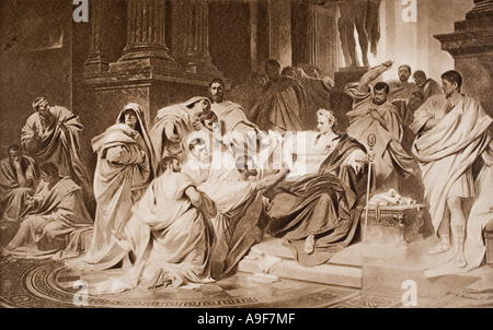 Le meurtre de César. Gaius Julius César, 100 av. J.-C. - 44 av. J.-C. Dictateur romain, politicien et général militaire Banque D'Images