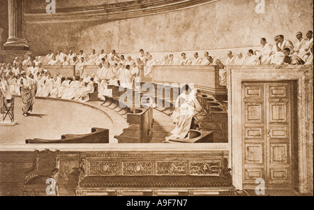 Cicéron et Catilina dans le sénat Romain Banque D'Images