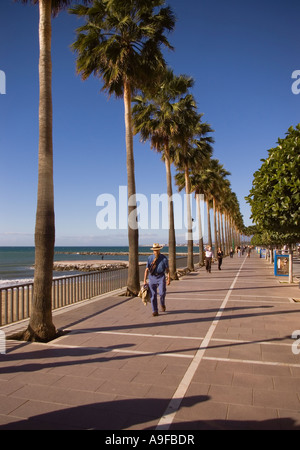 Paseo Maritimo de la promenade sur le front de mer à Marbella espagne sur une chaude journée d'hiver ensoleillée s Banque D'Images