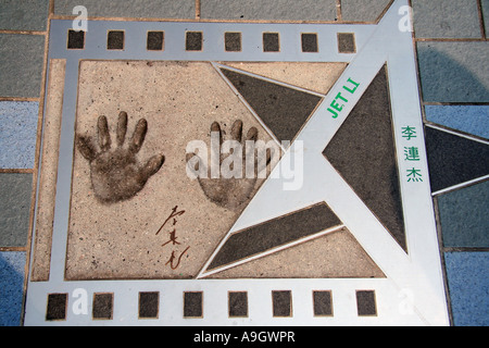 Jet Li Handprint Avenue of the Stars Kowloon Hong Kong, Chine Banque D'Images