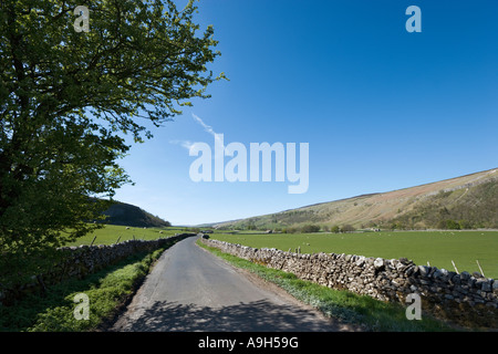 Route de campagne près de Arncliffe, Wharfedale, Yorkshire Dales National Park, North Yorkshire, England, UK Banque D'Images