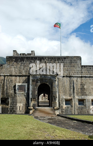 Entrée du Fort George Museum, La Citadelle, Parc National de la forteresse de Brimstone Hill, St Kitts Banque D'Images