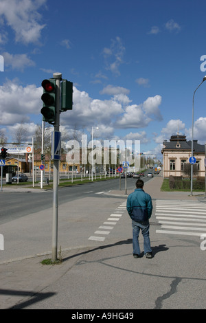 Aux feux de circulation pour piétons Banque D'Images