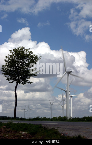 Plusieurs des éoliennes dans le Haut Lys wind farm près de Fauquembergues Pas de Calais Banque D'Images