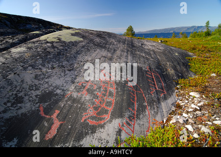 Rock Carvings, Alta, Finnmark, Norvège Banque D'Images