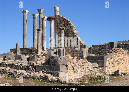 Capitale de l'ancienne ville romaine Volubilis, Maroc, Afrique Banque D'Images