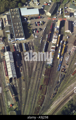 Vue aérienne d'une gare de triage ferroviaire de marchandises et Banque D'Images