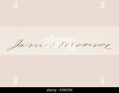 Signature de James Monroe, 1758 - 1831. Cinquième président des États-Unis, 1817 - 1825. Banque D'Images