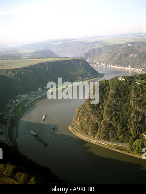 Rhein river à la Loreley, Allemagne, Rhénanie-Palatinat Banque D'Images