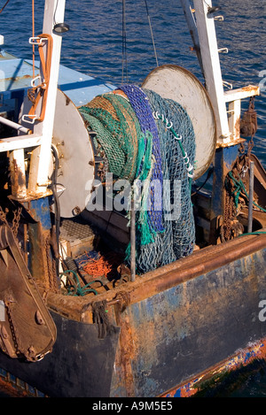 Dh Harbour STROMNESS ORKNEY chalutier de pêche arrière de levage des filets Banque D'Images