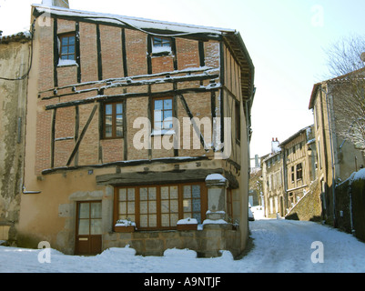 Neige à Parthenay, France Banque D'Images