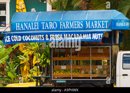 Marché de producteurs de taro dans la ville de Hanalei île de Kauai Hawaii Banque D'Images