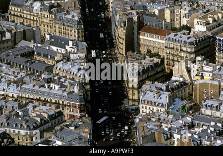 Antenne de Paris plan rue rayonne vers l'extérieur Banque D'Images