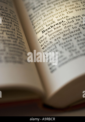 Close up de faillite dans le dictionnaire Banque D'Images