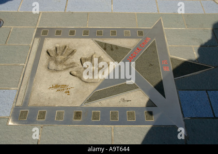 Plaque de Jackie Chan célébrant le cinéma de Hong Kong Tsim Sha Tsui Banque D'Images