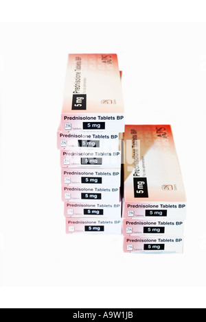 Boîtes de médicament Prednisolone stéroïdes utilisés à long terme comme l'anti-biotics Banque D'Images