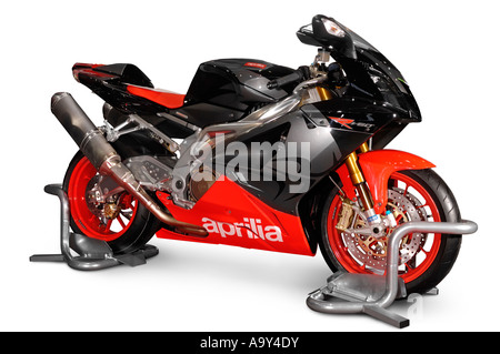 Aprilia RSV 1000 Rouge V60 sport moto supersport moto vélo isolé sur blanc dentelle Banque D'Images