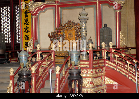 Le Dragon Throne Room dans la Cité interdite à Pékin, Chine Banque D'Images