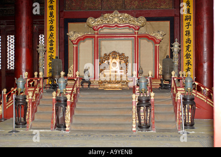 Le Dragon Throne Room dans la Cité interdite à Pékin, Chine Banque D'Images