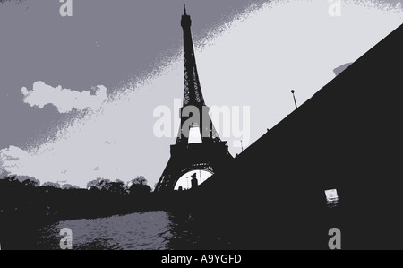 Une illustration de la tour Eiffel à Paris, France Banque D'Images