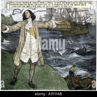 William Penn vision de libérer les navires détenus. La main, d'une illustration de demi-teinte Banque D'Images