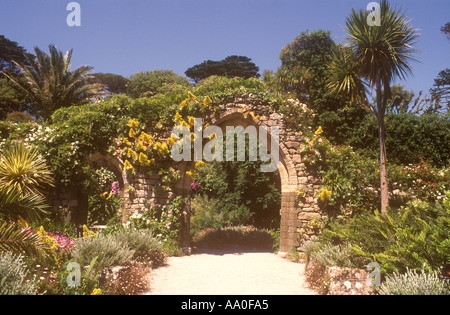 Jardins de l'abbaye sur l'île de Tresco, Îles Scilly, Cornwall, UK Banque D'Images