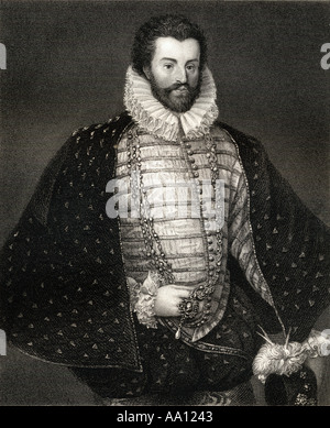 Sir Christopher Hatton, 1540 - 1591. Homme politique anglais, Lord Chancelier d'Angleterre et d'un favori d'Elizabeth I d'Angleterre. Banque D'Images