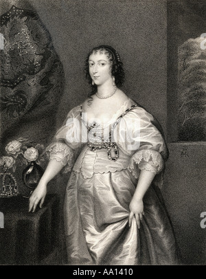 Henrietta Maria de France, 1609 - 1669. Reine consort d'Angleterre, d'Écosse et l'Irlande comme l'épouse du roi Charles Ier. Banque D'Images