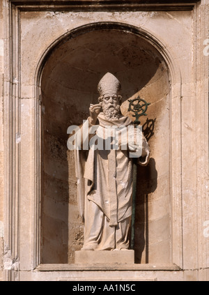 Dubrovnik, Dalmatie du Sud, Croatie. Statue de Saint Blaise ou Sveti Vlaho dans la Porte Pile (1573) l'entrée principale de la ville Banque D'Images