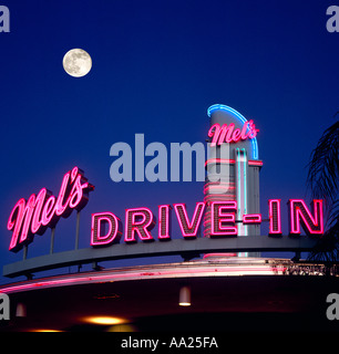 Mel's Diner le soir, Universal Studios Orlando, Floride, USA Banque D'Images