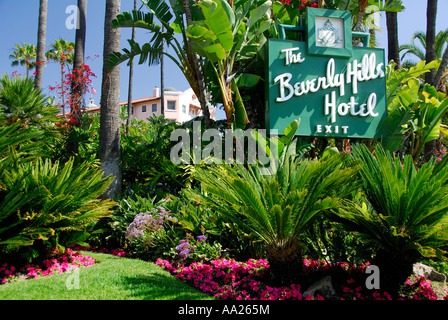 L'hôtel Beverly Hills et jardins Banque D'Images