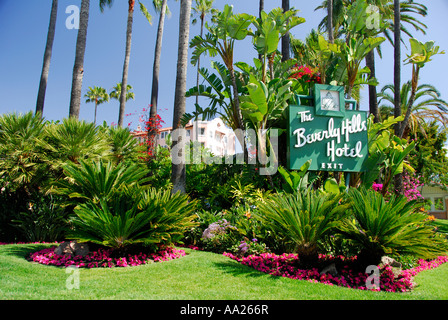 L'hôtel Beverly Hills et jardins Banque D'Images