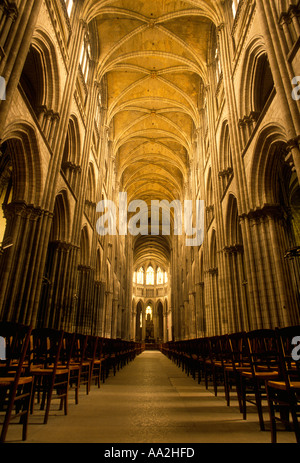 Nef, la cathédrale de Notre-Dame, l'architecture gothique française, l'architecture gothique, ville de Rouen, Haute-Normandie, France, Europe Banque D'Images