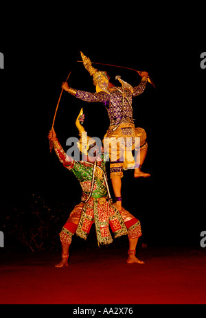 Khon danse masquée, Khon Khon danse, danseurs, Roseraie, capitale, Nakhon Pathom, province de Nakhon Pathom, Thaïlande, Asie, Banque D'Images