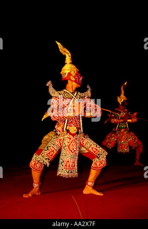 Khon danse masquée, Khon Khon danse, danseurs, Roseraie, capitale, Nakhon Pathom, province de Nakhon Pathom, Thaïlande, Asie, Banque D'Images