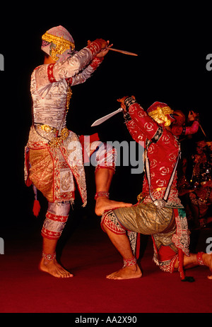 Khon danse masquée, Khon Khon danse, danseurs, Roseraie, capitale, Nakhon Pathom, province de Nakhon Pathom, Thaïlande, Asie, Banque D'Images