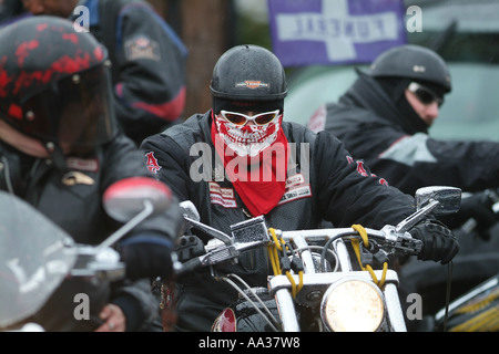 Funérailles des Hells Angels motorcycle club membres lors de funérailles pour les états qui a été abattu par Banque D'Images