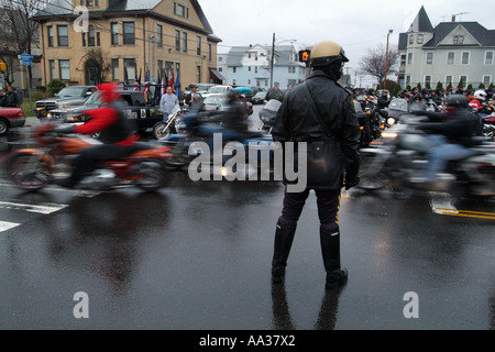 Funérailles des Hells Angels motorcycle club membres lors de funérailles pour les états qui a été abattu par Banque D'Images