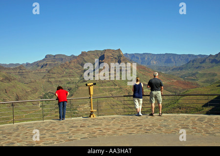 Le Barranco de FATAGA À PARTIR D'UN POINT DE VUE SUR LE G60 de route. GRAN CANARIA. Îles Canaries. L'EUROPE. Banque D'Images