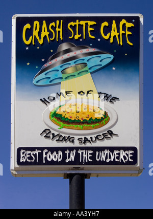Café de l'accident de Roswell signe Nouveau Mexique Banque D'Images