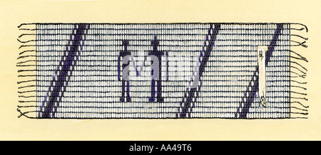 De wampums donné par les Amérindiens à William Penn pour sceller leur traité en Pennsylvanie coloniale. À la main, gravure sur bois Banque D'Images