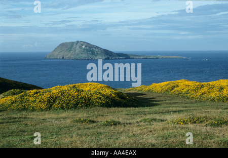 Bardsey Island vue de la terre ferme Banque D'Images